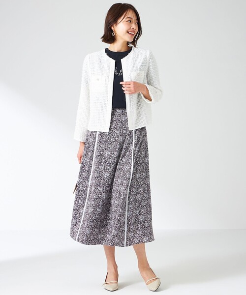 ANY SIS（エニィスィス）の「【洗える】ラインポイントフラワー スカート（スカート・レディース・ホワイト系4/スカイブルー系4・1/3/2）」の6枚目の写真