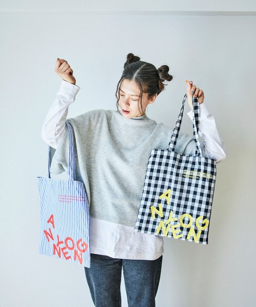 studio CLIP（スタディオクリップ）の「韓国アンニョンエコトートバッグ[アンニョンBY CLIP]（ショルダーバッグ・レディース・ブルー/ブラック/ホワイト/ピンク・FREE）」の6枚目の写真