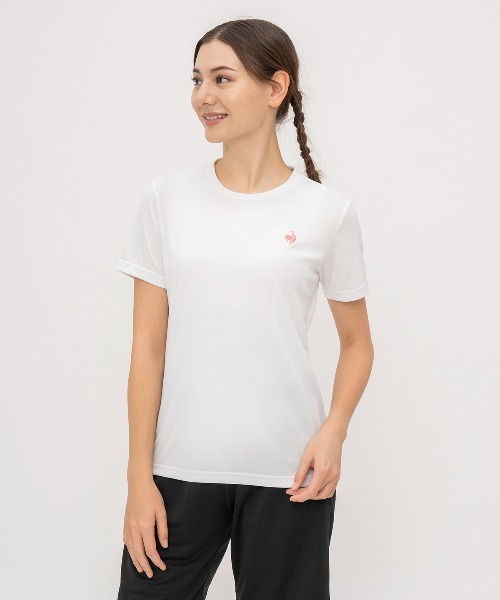 le coq sportif(ルコックスポルティフ)の「【ルコックスポルティフ】エコペット素材/吸汗速乾/UVカット半袖Tシャツ(Tシャツ/カットソー・レディース・ネイビー/ピンク/ホワイト/グレー/ブラック・S/M/L/XL)」の1枚目の写真