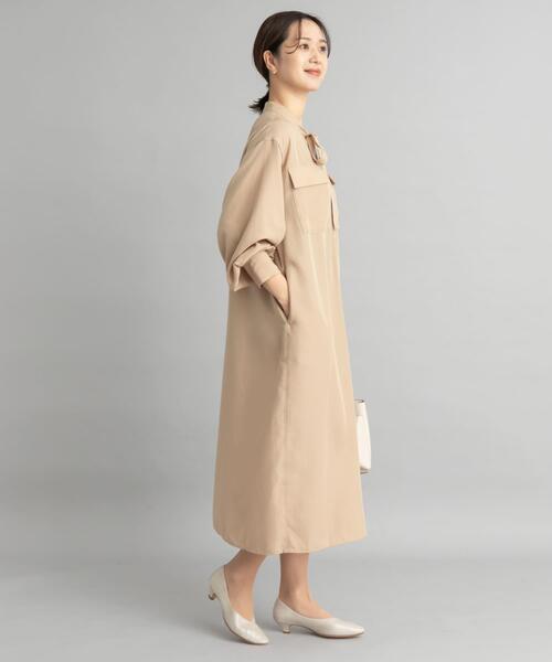 URBAN RESEARCH DOORS(アーバンリサーチドアーズ)の「ボウタイワークシャツワンピース(ワンピース・レディース・ネイビー/ベージュ・MEDIUM)」の8枚目の写真