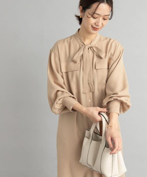 URBAN RESEARCH DOORS(アーバンリサーチドアーズ)の「ボウタイワークシャツワンピース(ワンピース・レディース・ネイビー/ベージュ・MEDIUM)」の10枚目の写真