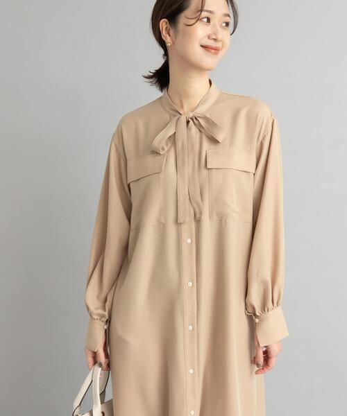 URBAN RESEARCH DOORS(アーバンリサーチドアーズ)の「ボウタイワークシャツワンピース(ワンピース・レディース・ネイビー/ベージュ・MEDIUM)」の11枚目の写真