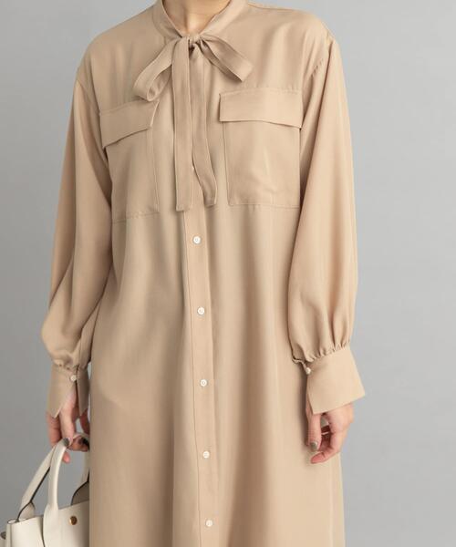 URBAN RESEARCH DOORS(アーバンリサーチドアーズ)の「ボウタイワークシャツワンピース(ワンピース・レディース・ネイビー/ベージュ・MEDIUM)」の12枚目の写真