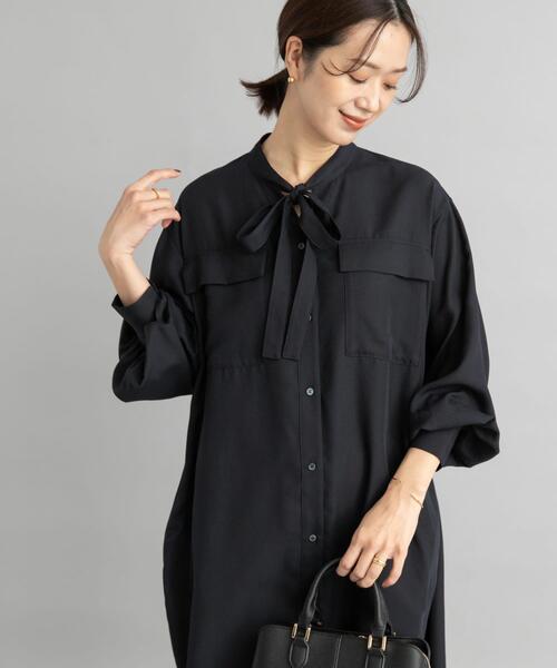 URBAN RESEARCH DOORS(アーバンリサーチドアーズ)の「ボウタイワークシャツワンピース(ワンピース・レディース・ネイビー/ベージュ・MEDIUM)」の15枚目の写真