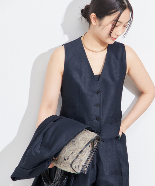 THIRD MAGAZINE◆ベスト/9/リネン/WHT/チェック// b13781ps-02.jpg