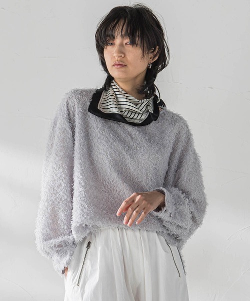 MAYSON GREY(メイソングレイ)の「シアーフェザーブラウス≪手洗い可能≫(シャツ/ブラウス・レディース・ブルー/ライトグレー/ホワイト・M)」の2枚目の写真