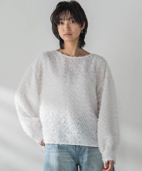 MAYSON GREY(メイソングレイ)の「シアーフェザーブラウス≪手洗い可能≫(シャツ/ブラウス・レディース・ブルー/ライトグレー/ホワイト・M)」の4枚目の写真