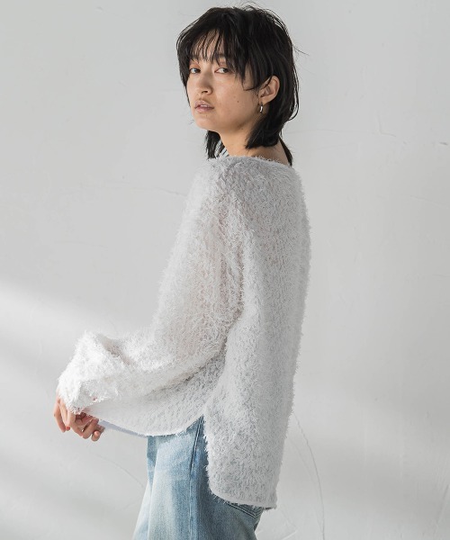 MAYSON GREY(メイソングレイ)の「シアーフェザーブラウス≪手洗い可能≫(シャツ/ブラウス・レディース・ブルー/ライトグレー/ホワイト・M)」の5枚目の写真