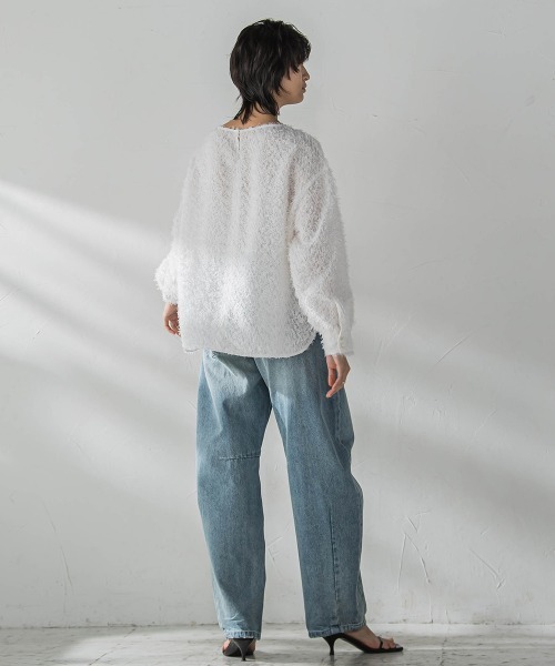MAYSON GREY(メイソングレイ)の「シアーフェザーブラウス≪手洗い可能≫(シャツ/ブラウス・レディース・ブルー/ライトグレー/ホワイト・M)」の10枚目の写真