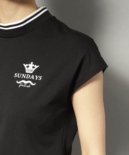 adabat（アダバット）の「◆【新レーベル ADABAT NAVY】UVカット/吸水速乾 ダブルラインモックネックT（Tシャツ/カットソー・レディース・ホワイト/ブラック・36/42/40/38）」の7枚目の写真