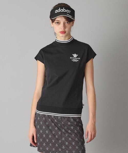 adabat(アダバット)の「【新レーベル ADABAT NAVY】UVカット/吸水速乾 ダブルラインモックネックT(Tシャツ/カットソー・レディース・ホワイト/ブラック・36/42/40/38)」の2枚目の写真