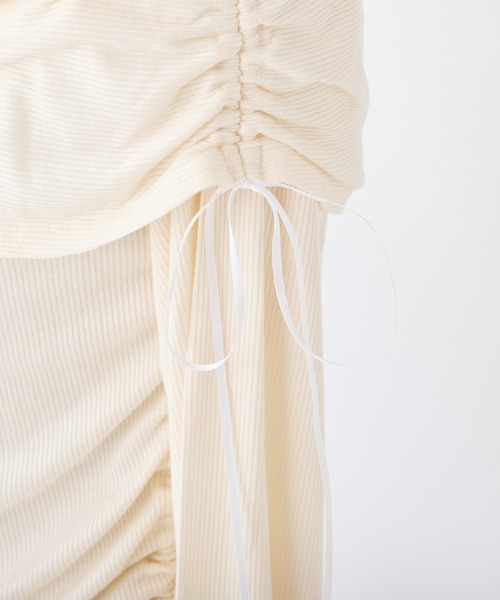 one after another NICE CLAUP（ワンアフターアナザーナイスクラップ）の「ドロストリボンオフショルトップス【ZOZO限定商品】（Tシャツ/カットソー・レディース・ピンク/アイボリー/チャコールグレー/モカ・FREE）」の14枚目の写真