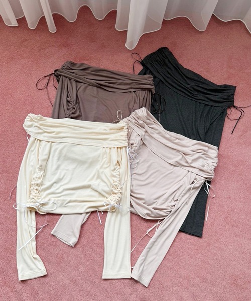 one after another NICE CLAUP（ワンアフターアナザーナイスクラップ）の「ドロストリボンオフショルトップス【ZOZO限定商品】（Tシャツ/カットソー・レディース・ピンク/アイボリー/チャコールグレー/モカ・FREE）」の6枚目の写真