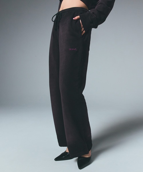X-girl（エックスガール）の「FADED SWEAT PANTS（スウェットパンツ・レディース・パープル/オリーブ・S/M）」の4枚目の写真