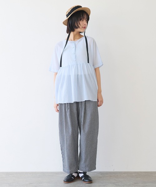 bulle de savon（ビュルデサボン）の「gingham tuck パンツ（その他