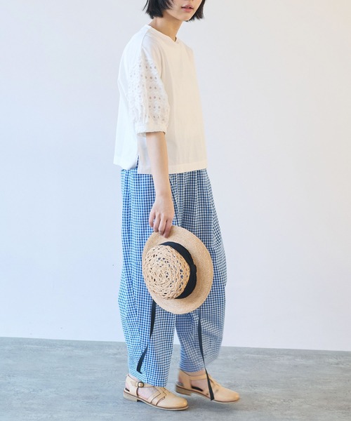 bulle de savon（ビュルデサボン）の「gingham tuck パンツ（その他