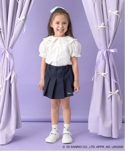 Lycee mine（リセマイン）の「【サンリオキャラクターズ】シナモロールフリル衿ブラウス&リボンヘアゴムセット（シャツ/ブラウス・キッズ・オフホワイト/ネイビー・100cm/130cm/120cm/140cm/110cm）」の3枚目の写真