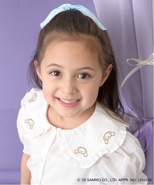 Lycee mine（リセマイン）の「【サンリオキャラクターズ】シナモロールフリル衿ブラウス&リボンヘアゴムセット（シャツ/ブラウス・キッズ・オフホワイト/ネイビー・100cm/130cm/120cm/140cm/110cm）」の5枚目の写真