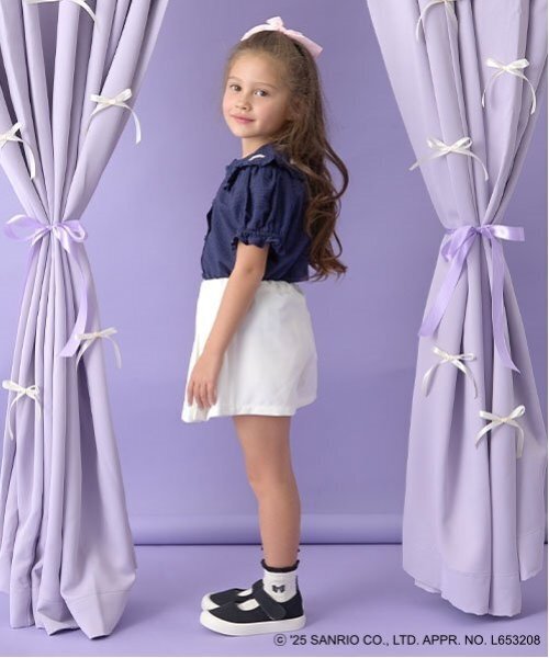 Lycee mine（リセマイン）の「【サンリオキャラクターズ】シナモロールフリル衿ブラウス&リボンヘアゴムセット（シャツ/ブラウス・キッズ・オフホワイト/ネイビー・100cm/130cm/120cm/140cm/110cm）」の8枚目の写真