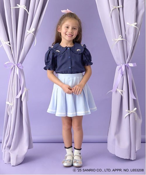 Lycee mine（リセマイン）の「【サンリオキャラクターズ】シナモロールフリル衿ブラウス&リボンヘアゴムセット（シャツ/ブラウス・キッズ・オフホワイト/ネイビー・100cm/130cm/120cm/140cm/110cm）」の10枚目の写真