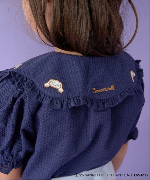 Lycee mine（リセマイン）の「【サンリオキャラクターズ】シナモロールフリル衿ブラウス&リボンヘアゴムセット（シャツ/ブラウス・キッズ・オフホワイト/ネイビー・100cm/130cm/120cm/140cm/110cm）」の11枚目の写真