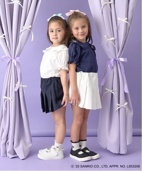 Lycee mine（リセマイン）の「【サンリオキャラクターズ】シナモロールフリル衿ブラウス&リボンヘアゴムセット（シャツ/ブラウス・キッズ・オフホワイト/ネイビー・100cm/130cm/120cm/140cm/110cm）」の12枚目の写真