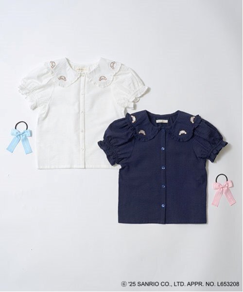 Lycee mine（リセマイン）の「【サンリオキャラクターズ】シナモロールフリル衿ブラウス&リボンヘアゴムセット（シャツ/ブラウス・キッズ・オフホワイト/ネイビー・100cm/130cm/120cm/140cm/110cm）」の14枚目の写真
