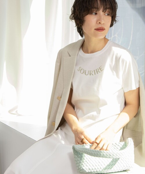 NOLLEY’S Sophi（ノーリーズソフィ）の「オーガニックコットンロゴT（Tシャツ/カットソー・レディース・ホワイト系その他2/グレー/ホワイト・38）」の4枚目の写真