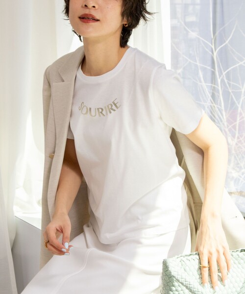 NOLLEY’S Sophi（ノーリーズソフィ）の「オーガニックコットンロゴT（Tシャツ/カットソー・レディース・ホワイト系その他2/グレー/ホワイト・38）」の6枚目の写真