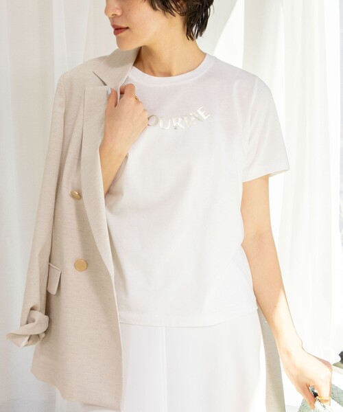 NOLLEY’S Sophi（ノーリーズソフィ）の「オーガニックコットンロゴT（Tシャツ/カットソー・レディース・ホワイト系その他2/グレー/ホワイト・38）」の7枚目の写真