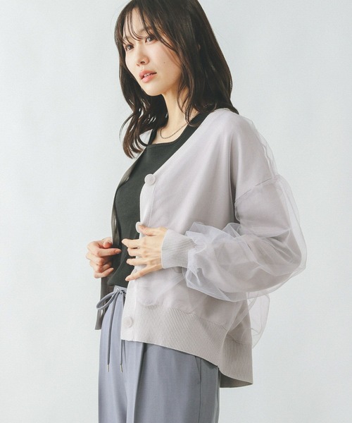 セール】チュールドッキングカーディガン長袖/253308（カーディガン