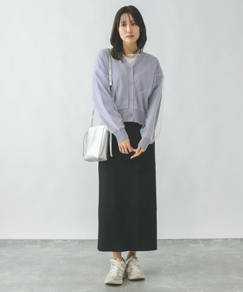 セール】チュールドッキングカーディガン長袖/253308（カーディガン