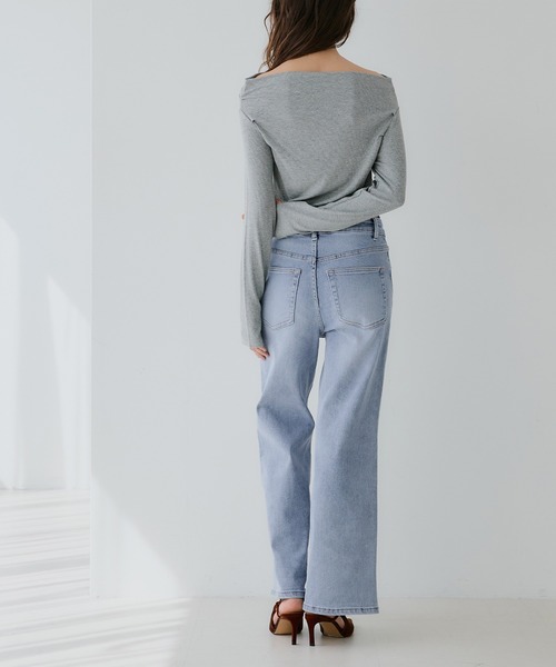 coca（coca）（コカ）の「しゃがめるワイドストレートデニム（デニムパンツ・レディース・ブルー/ライトブルー・S/L/M）」の6枚目の写真