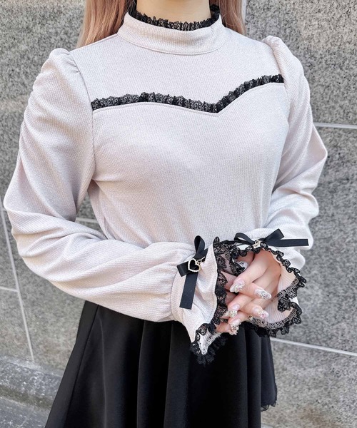 ROJITA（ロジータ）の「キラキラテレコトップス（Tシャツ/カットソー・レディース・グレー/ブラック/ピンク・FREE）」の7枚目の写真