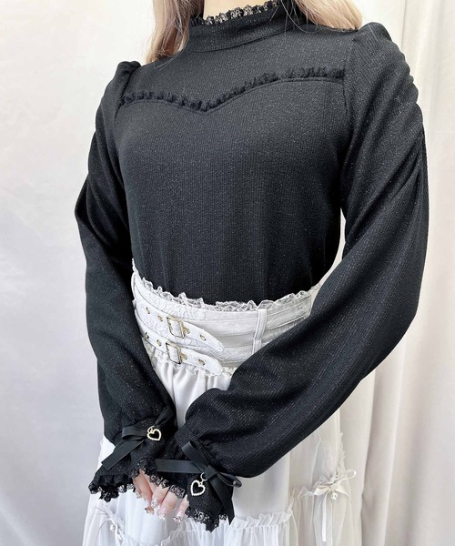 ROJITA（ロジータ）の「キラキラテレコトップス（Tシャツ/カットソー・レディース・グレー/ブラック/ピンク・FREE）」の9枚目の写真