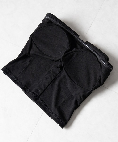 2点セット 】フロントボタンベアトップ ＋ クロップドカットソー