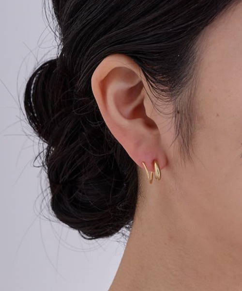 CALIN　STANDARD（カリンスタンダード）の「◆金属アレルギー対応◆◆made in japan◆【痛くない】【落ちにくい】【ストレスフリーな着け心地】カール　ミニループフィットイヤリング（イヤリング・レディース・ゴールド/ピンクゴールド/シルバー・FREE）」の2枚目の写真