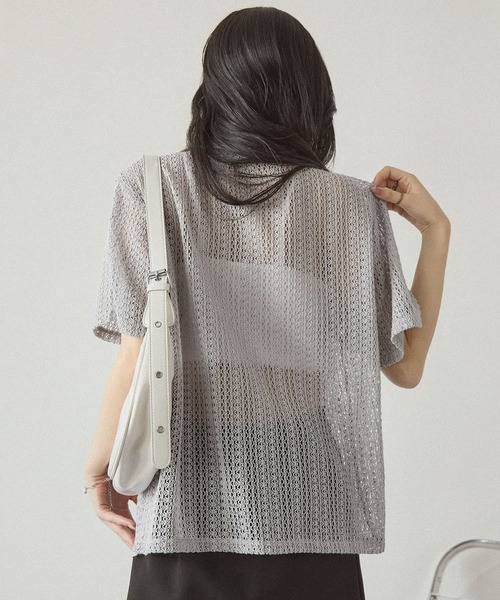 リボンタイスキッパーレースシアーシャツ MONO-MART│MONO-MART