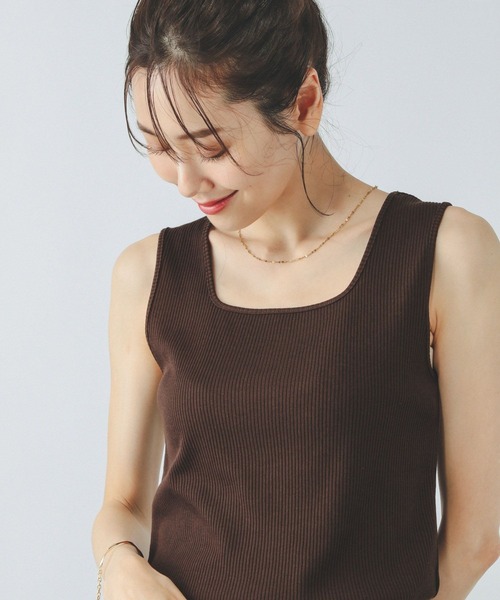 GLOBAL WORK（グローバルワーク）の「Beauteeスクエアタンク/289845（タンクトップ・レディース・アイボリー/その他/ブラック/オフホワイト/キャメル/チョコ・SMALL/X-SMALL/LARGE/XX-LARGE/X-LARGE/MEDIUM）」の4枚目の写真