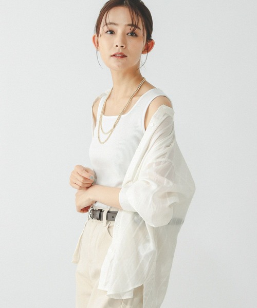 GLOBAL WORK（グローバルワーク）の「Beauteeスクエアタンク/289845（タンクトップ・レディース・アイボリー/その他/ブラック/オフホワイト/キャメル/チョコ・SMALL/X-SMALL/LARGE/XX-LARGE/X-LARGE/MEDIUM）」の11枚目の写真