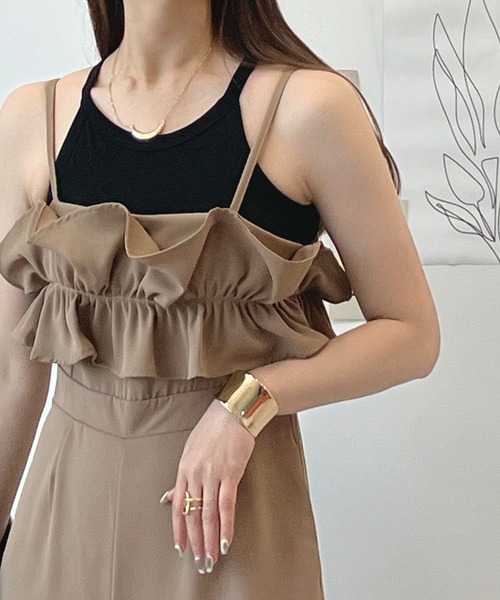 Futier land（フューティアランド）の「【オケージョン対応】フリルビスチェ風オールインワン（つなぎ/オールインワン・レディース・ホワイト/ベージュ/ブラック・FREE）」の6枚目の写真