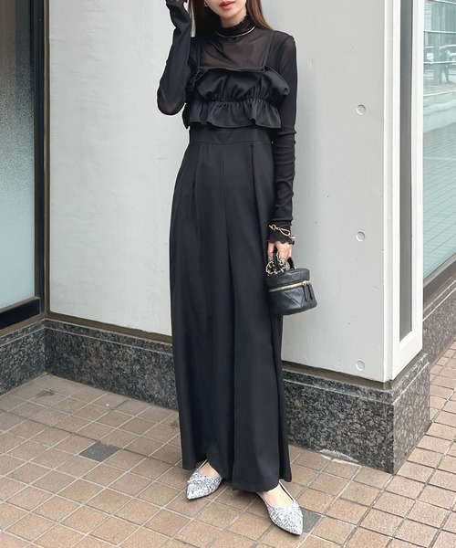 Futier land（フューティアランド）の「【オケージョン対応】フリルビスチェ風オールインワン（つなぎ/オールインワン・レディース・ホワイト/ベージュ/ブラック・FREE）」の12枚目の写真