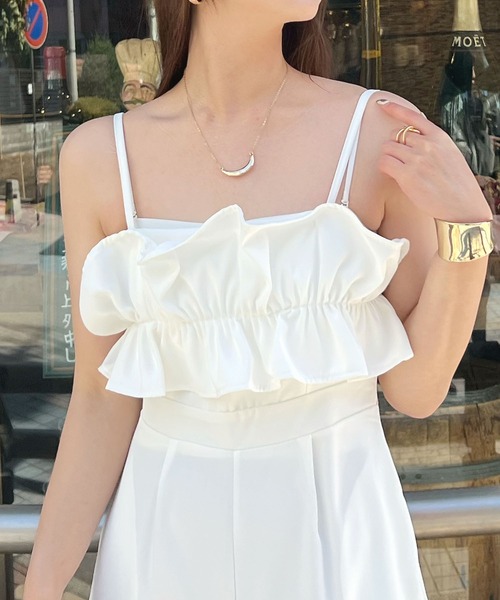 Futier land（フューティアランド）の「【オケージョン対応】フリルビスチェ風オールインワン（つなぎ/オールインワン・レディース・ホワイト/ベージュ/ブラック・FREE）」の14枚目の写真