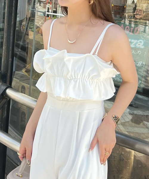 Futier land（フューティアランド）の「【オケージョン対応】フリルビスチェ風オールインワン（つなぎ/オールインワン・レディース・ホワイト/ベージュ/ブラック・FREE）」の16枚目の写真