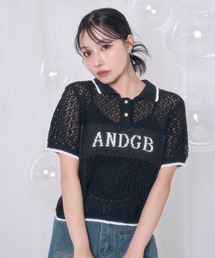 ANDGEEBEE | 透かし編みポロニット(ポロシャツ)