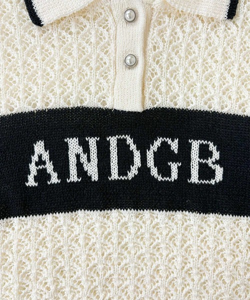 ANDGEEBEE（アンジービー）の「透かし編みポロニット（ポロシャツ・レディース・ブラック/アイボリー・FREE）」の10枚目の写真