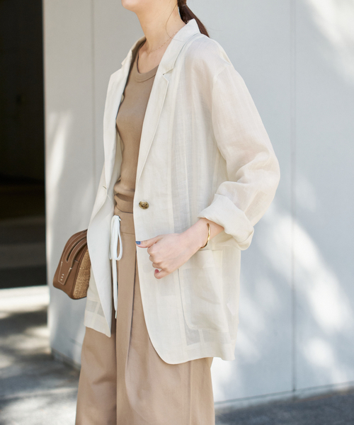 Spick & Span（スピックアンドスパン）の「ラミーミックスシアージャケット（テーラードジャケット・レディース・ブラック/アイボリー/ベージュ・36/38）」の20枚目の写真