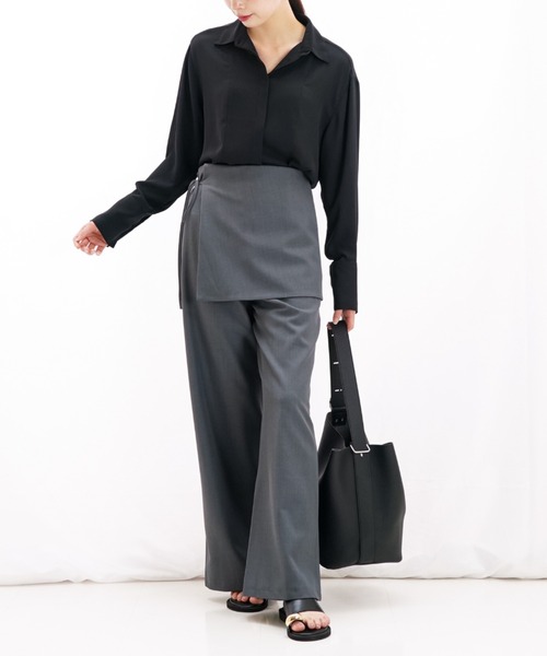 gossip！ロサンゼルス（ゴシップロサンゼルス）の「クロスレイヤリング ワイドパンツ（その他パンツ・レディース・ブラック/ライトグリーン/グレー/オフホワイト・M/S）」の3枚目の写真