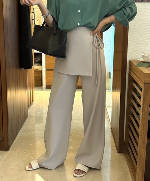 gossip！ロサンゼルス（ゴシップロサンゼルス）の「クロスレイヤリング ワイドパンツ（その他パンツ・レディース・ブラック/ライトグリーン/グレー/オフホワイト・M/S）」の5枚目の写真