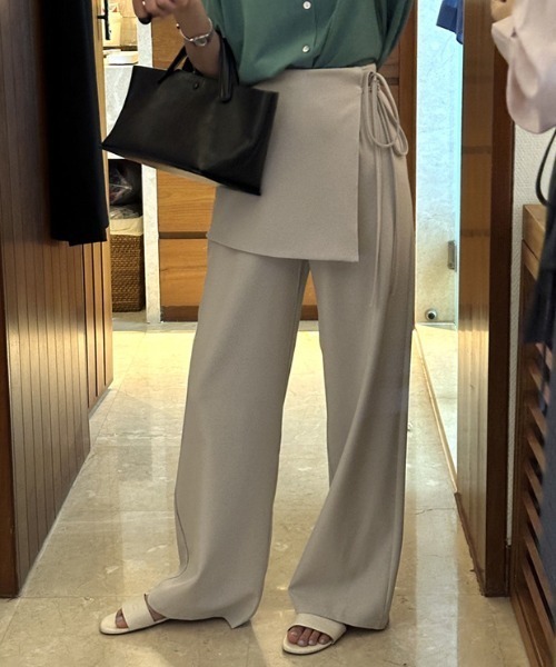 gossip！ロサンゼルス（ゴシップロサンゼルス）の「クロスレイヤリング ワイドパンツ（その他パンツ・レディース・ブラック/ライトグリーン/グレー/オフホワイト・M/S）」の6枚目の写真